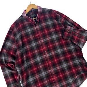 Pendleton Mason Mens XXL Red Black Plaid Button Down Flannel Shirt Long Sleeve